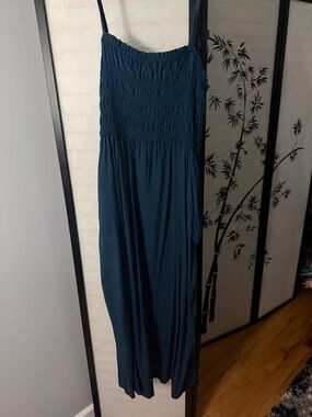 Old Navy Teal Smocked Maxi Dress with Spaghetti Straps